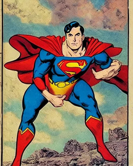 Image similar to a superman comic book cover from the 1 7 0 0 s