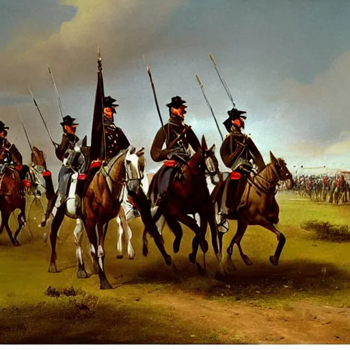 Image similar to cavalry of Robert E Lee, american civil war style painting (1862)