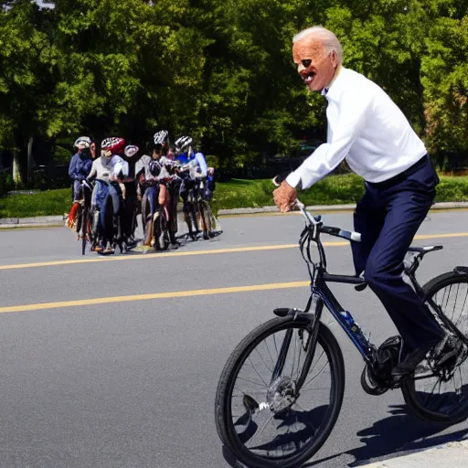 Image similar to Joe Biden falling off of bike