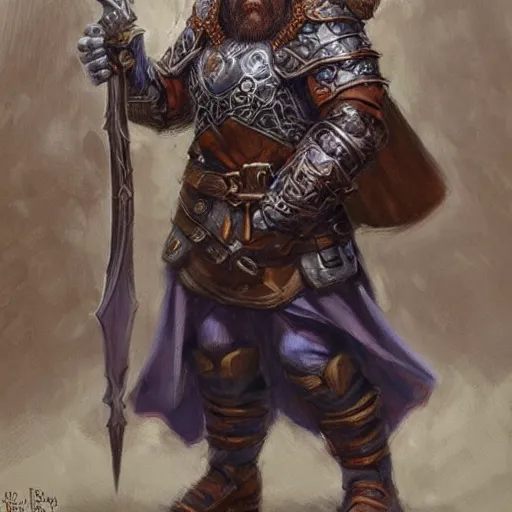 prompthunt: female dwarf cleric, d&d, Wayne Reynolds