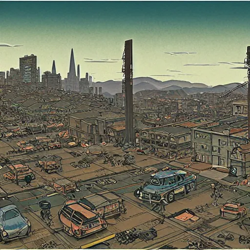 post apocalyptic san francisco, plague, artstation by | Stable Diffusion