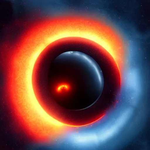 Prompt: Black Hole consuming a star, digital art, realistic, detailed, artstation