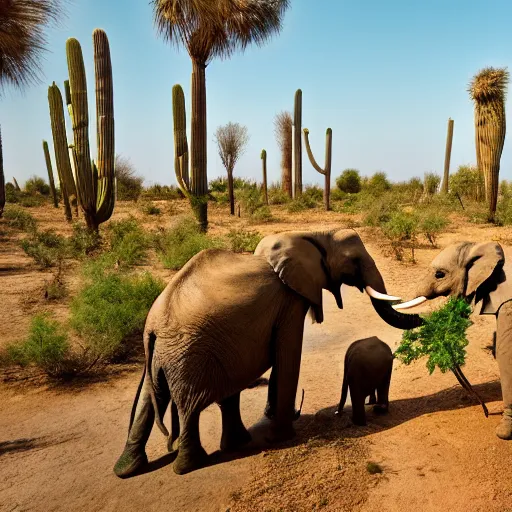 Prompt: Elephants drinking wine at a desert oasis, 8K HD nature photo