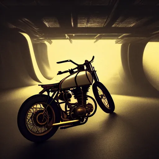 Prompt: retro futuristic vintage motorcycle, atmospheric lighting, painted, intricate, volumetric lighting, beautiful, daytime, sunny weather, slight overcast, sharp focus, deep colours, ultra detailed, by leesha hannigan, ross tran, thierry doizon, kai carpenter, ignacio fernandez rios