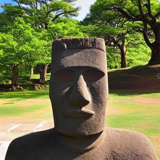 Moai statue wearing a turban