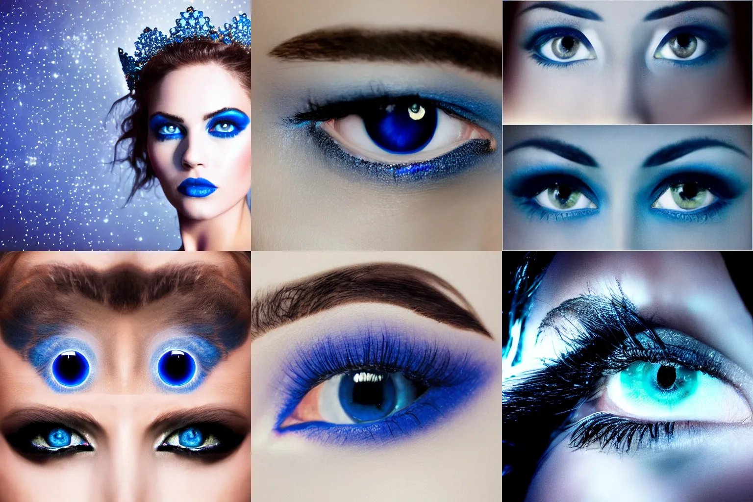 Prompt: queen of the night staring in the camera with steel blue eyes