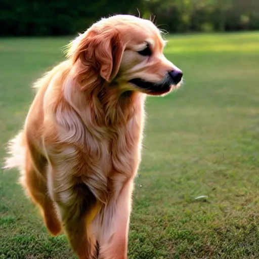 Prompt: a golden retriever - cat - hybrid, animal photography