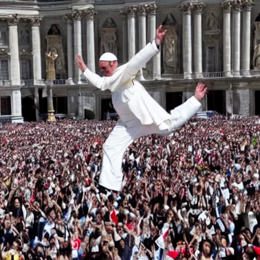 Prompt: Pope Francis break dancing in St.Peter’s Square, photography