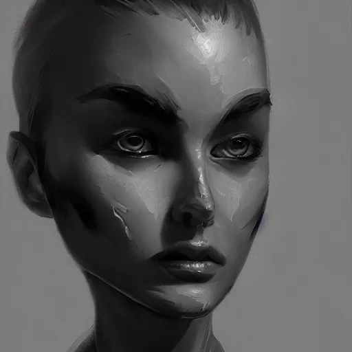 Prompt: soft android concept art oil painting, black and white, by jama jurabaev, highly detailed, brush hard, artstation