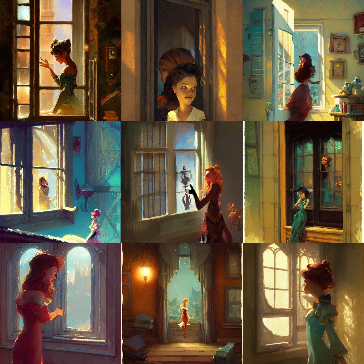 Prompt: the woman in the window, zany fantasy illustration by Cory Loftis, Gaston Bussiere, craig mullins
