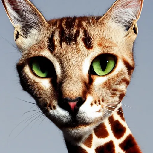 Prompt: cat giraffe hybrid, rare photograph