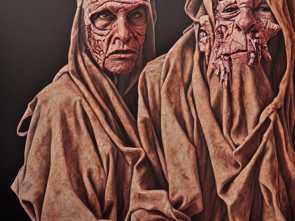 Image similar to leper messiah. by jordan persegati, hyperrealistic photorealism acrylic on canvas