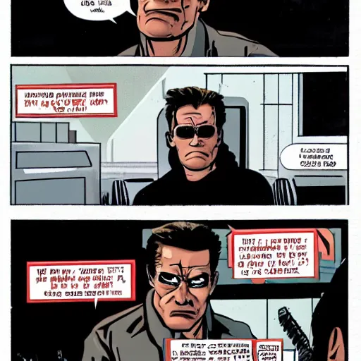 Image similar to terminator says something in a speech bubble with text in it