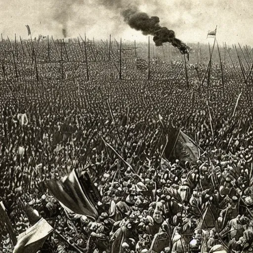 Prompt: “ large medieval battle, 1 9 0 0 ’ s photo ”