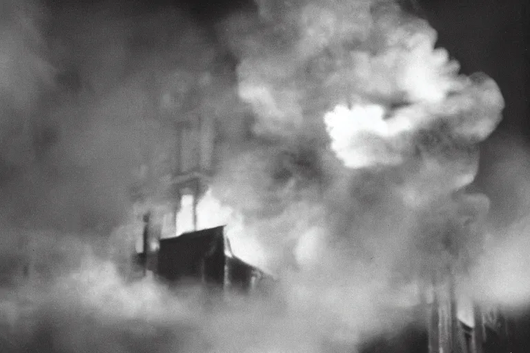 Image similar to dark smoke cloud in the shape of a pipe organ, 8 0 mm film, high detail