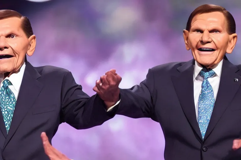 Prompt: kenneth copeland transforming into satin leaked photo, ultra realistic