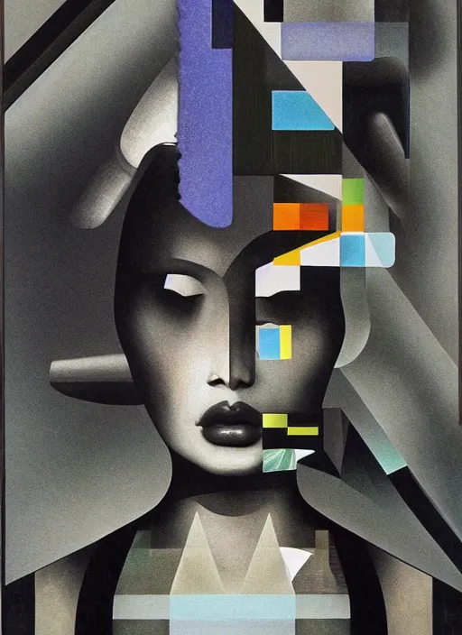 Image similar to futuristic fine lasers tracing, futuristic japan rural nature touring and ceramics, steven meisel, kaws, rolf armstrong, mondrian, kandinsky, perfect geometry abstract acrylic, octane hyperrealism photorealistic airbrush collage painting, dark monochrome, fluorescent colors, minimalist rule of thirds, eighties eros