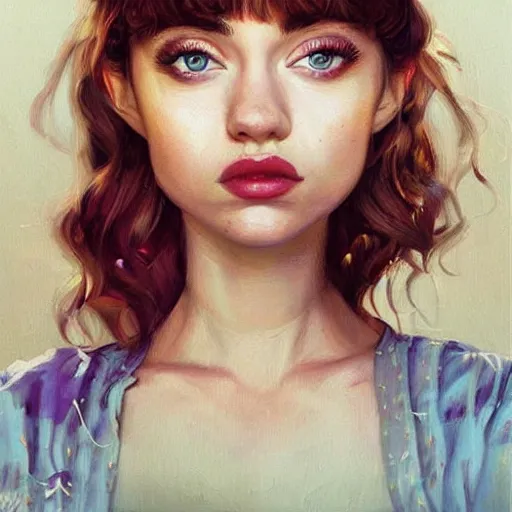 Image similar to a beautiful painting of imogen poots representative of the art style of artgerm and wlop and wes anderson and spike jonze