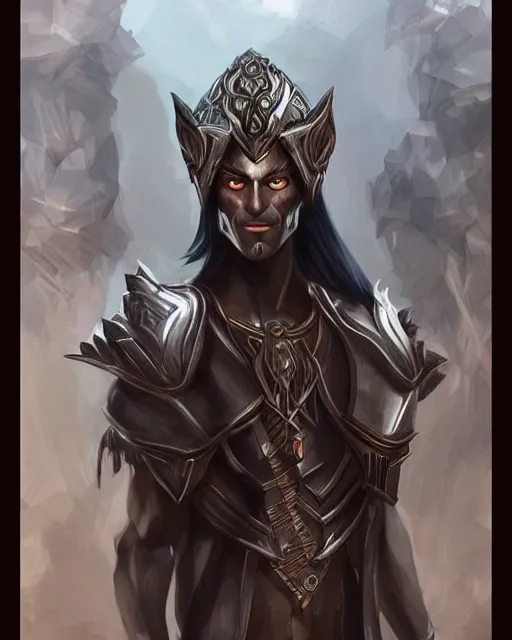 Prompt: a handsome noble male dark elf, obsidian skin, jewels, silk, fantasy, intricate, highly detailed, digital painting, artstation, concept art, sharp focus, illustration