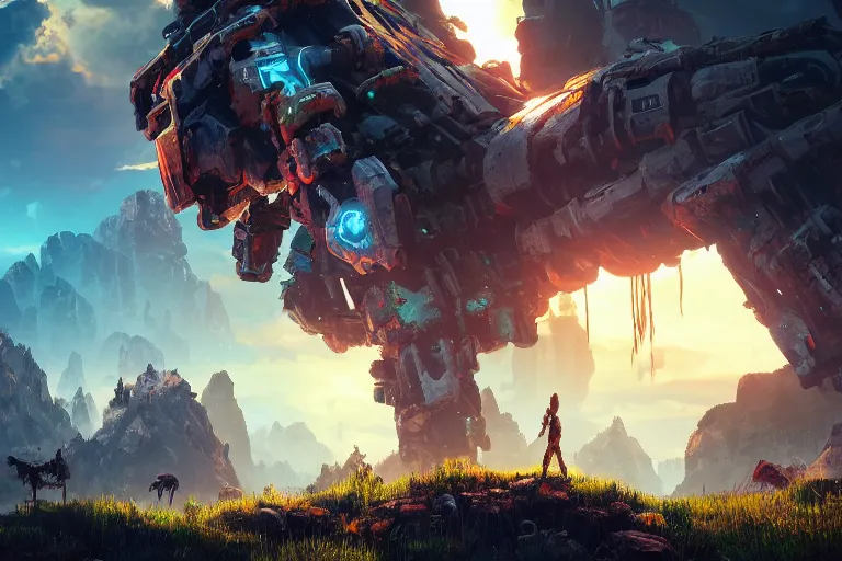 Image similar to tremortusk machine mecanical creature robot of horizon forbidden west horizon zero dawn bioluminiscence global illumination ray tracing hdr fanart arstation by ian pesty and alena aenami artworks in 4 k