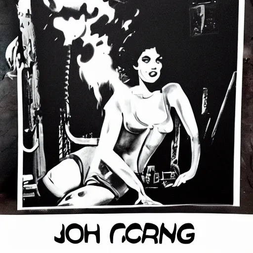 Prompt: john carpenter's the thing, pin up model, studio portrait, menacing atmosphere, slime everywhere