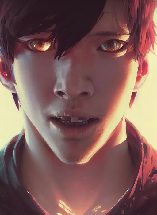 Image similar to Highly detailed portrait of Ken Kaneki, Stephen Bliss, unreal engine, fantasy art by Greg Rutkowski, Loish, Rhads, ferdinand knab, Makoto Shinkai and Lois van baarle, ilya kuvshinov, rossdraws, Tom Bagshaw, alphonse mucha, global illumination, radiant light, detailed and intricate environment