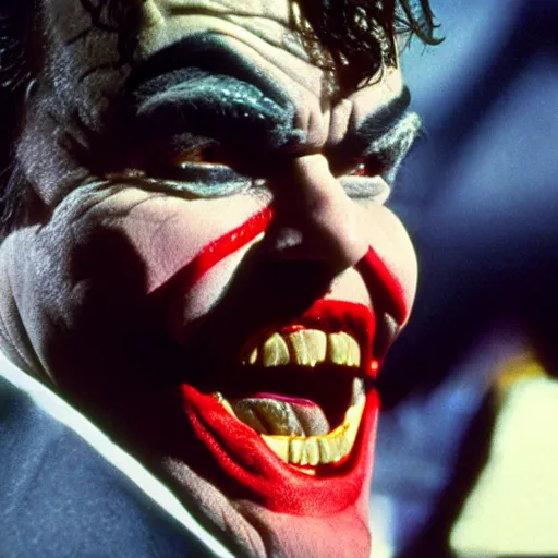 Prompt: jack black as the joker in the batman 1 9 8 9 movie, movie still, 8 k