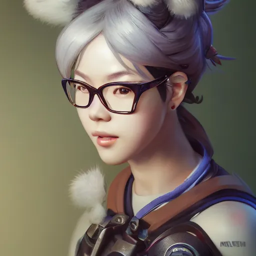 Image similar to portrait of mei from overwatch, au naturel, hyper detailed, digital art, trending in artstation, cinematic lighting, studio quality, smooth render, unreal engine 5 rendered, octane rendered, art style by klimt and nixeu and ian sprigger and wlop and krenz cushart.