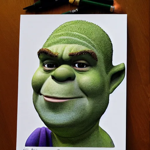 Image similar to An airbrush caricature of Shrek