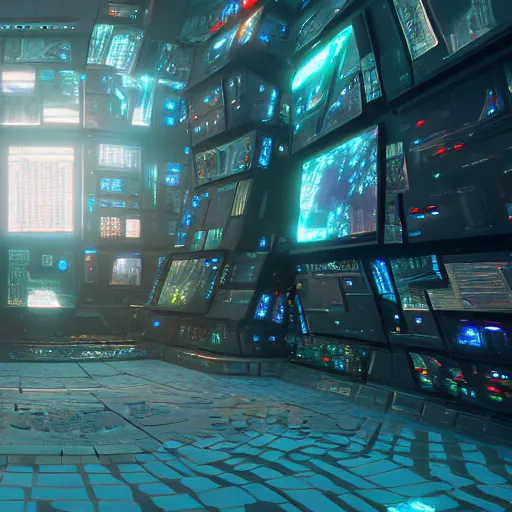 Prompt: an cybernetic temple, street view, made of tv screens, octane render, unreal engine, 8 k, cinematic, artwork by ilya kuvshinov