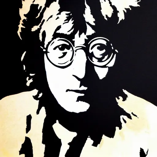 Image similar to individual john lennon silk screen portrait banksy style