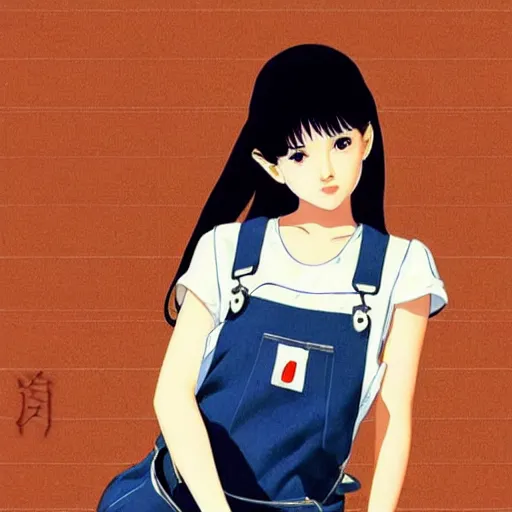 Image similar to a beautiful young japanese natalie portman alluring gravure model, wearing elegant designer overalls, elegant overalls with mesoamerican patterns, mesoamerican native street fashion, princess mononoke, by and wlop and ilya kuvshinov and artgerm and, aesthetic, gorgeous, stunning, alluring, attractive, artstation, pinterest, digital art