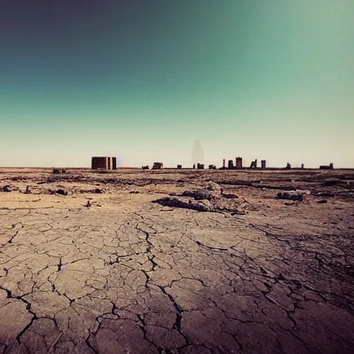 Prompt: a photo of a place where the desert meets the ocean, a ruined city in view, a survivor looks into the camera, concept art, art station - W 1024