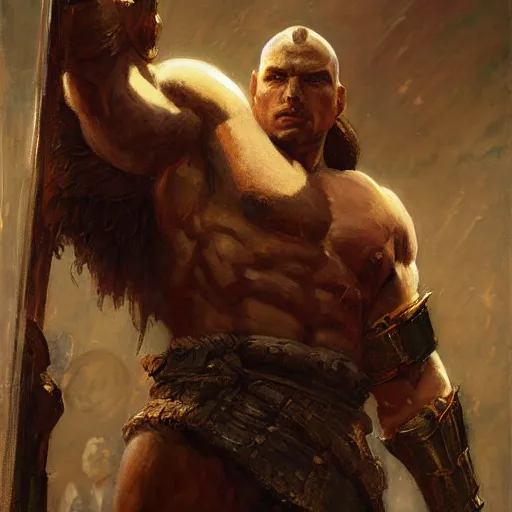 Image similar to handsome portrait of a spartan guy bodybuilder posing, radiant light, caustics, war hero, dragon age inquisition, by gaston bussiere, bayard wu, greg rutkowski, giger, maxim verehin