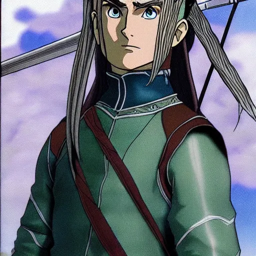 Image similar to legolas from the anime lord of the rings (1986), studio ghibli, very detailed, hyperrealistic