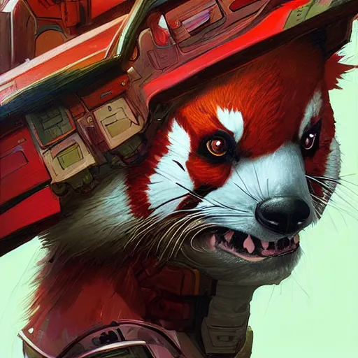 Image similar to red panda as warhammer 4 0 0 0 0 character, digital illustration portrait design, by android jones and greg rutkowski, retrowave color scheme, detailed, cinematic lighting, wide angle action dynamic portrait