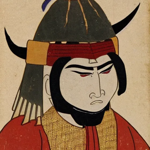 Image similar to arabian samurai, 1 1 th century, oni mask