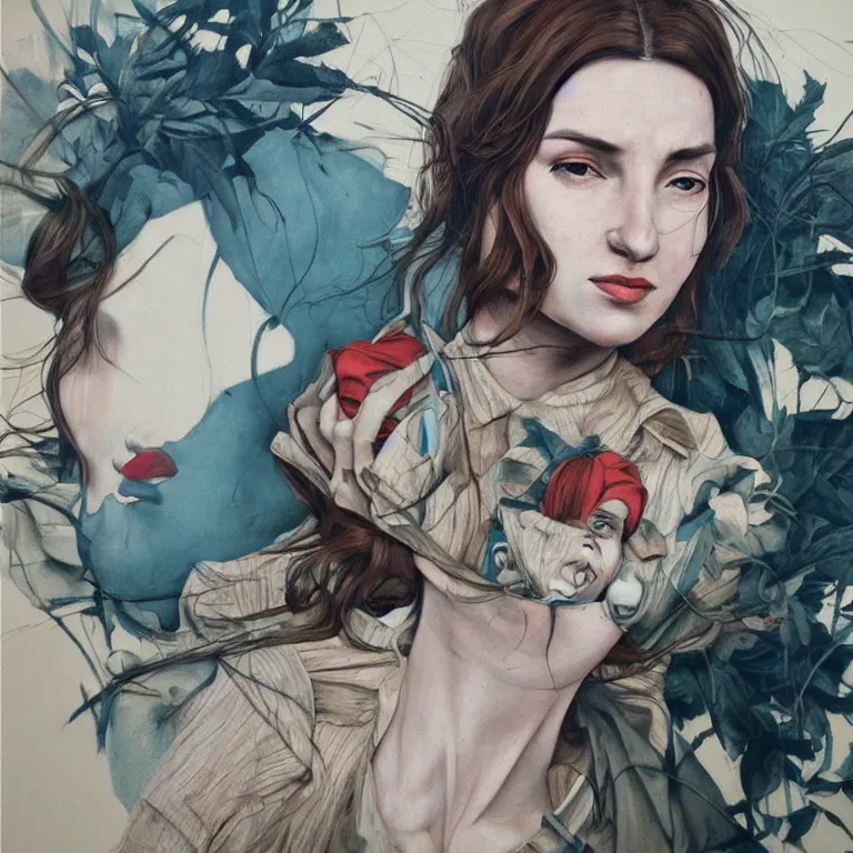 Image similar to Street-art portrait of Carice Anouk van Houten in style of Etam Cru, photorealism