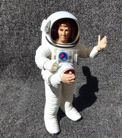 Prompt: 1 9 8 0 s kenner fully articulated toy, fully posable, 3 3 / 4 inch, inflated astronaut, very detailed action figure photo realistic