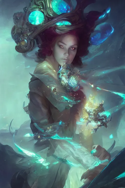 Prompt: beautiful girl necromancer casting spell, 3 d render, hyper realistic detailed portrait, holding magic crystals, ruan jia, wlop. scifi, fantasy, hyper detailed, octane render, concept art, peter mohrbacher