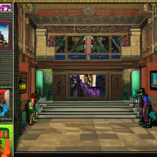 Image similar to this was the first virtual art museum in a 9 0's video game, made in 1 9 9 2, hd screenshot