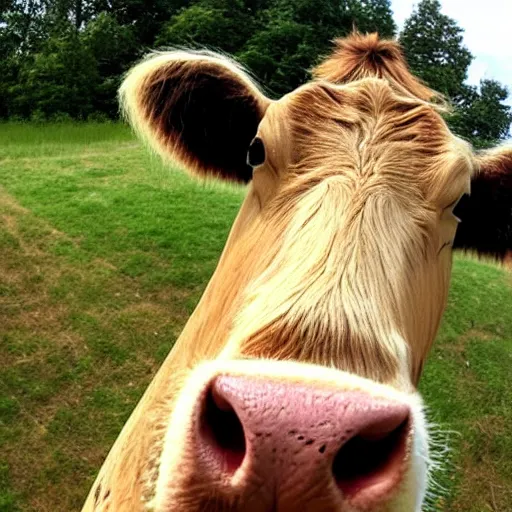 Prompt: Cow accidentally takes a selfie