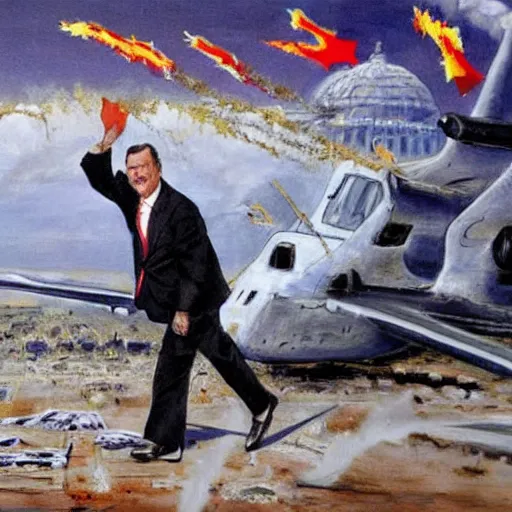 Image similar to Painting of George H.W. Bush destroying Iraq