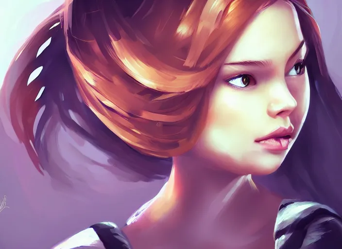 Image similar to cute girl in style Anna Zhilina trending on ArtStation, deviantart, stylized portrait H 704