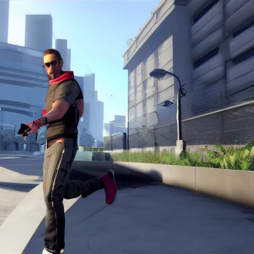 Prompt: ryan gosling in mirror's edge, in game screenshot