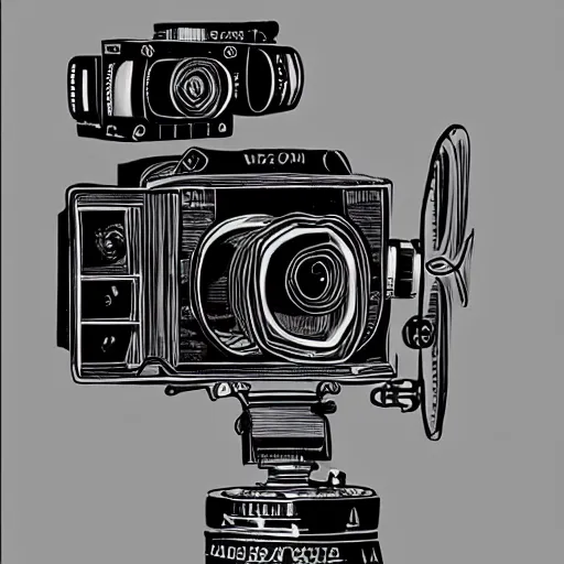 Prompt: cinema camera, illustrated by Steve Wilson