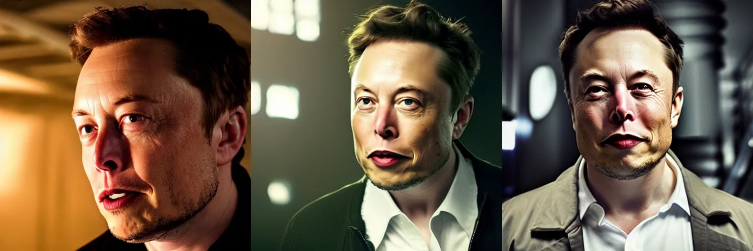 Prompt: close-up of Elon Musk as a detective in a movie directed by Christopher Nolan, movie still frame, promotional image, imax 70 mm footage