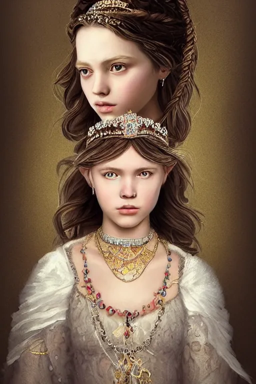 Image similar to beautiful very detailed portrait of a young princess with lots of jewelry in the face, full body, in the background there is a minimalistic palace, digital art , dramatic cinematic lighting rendered by octane, 8k, detailed, intricate, clean and textures, trending on artstation, treanding on deviantart, trending on cgsociety, pinterest, by Lauren Brevner