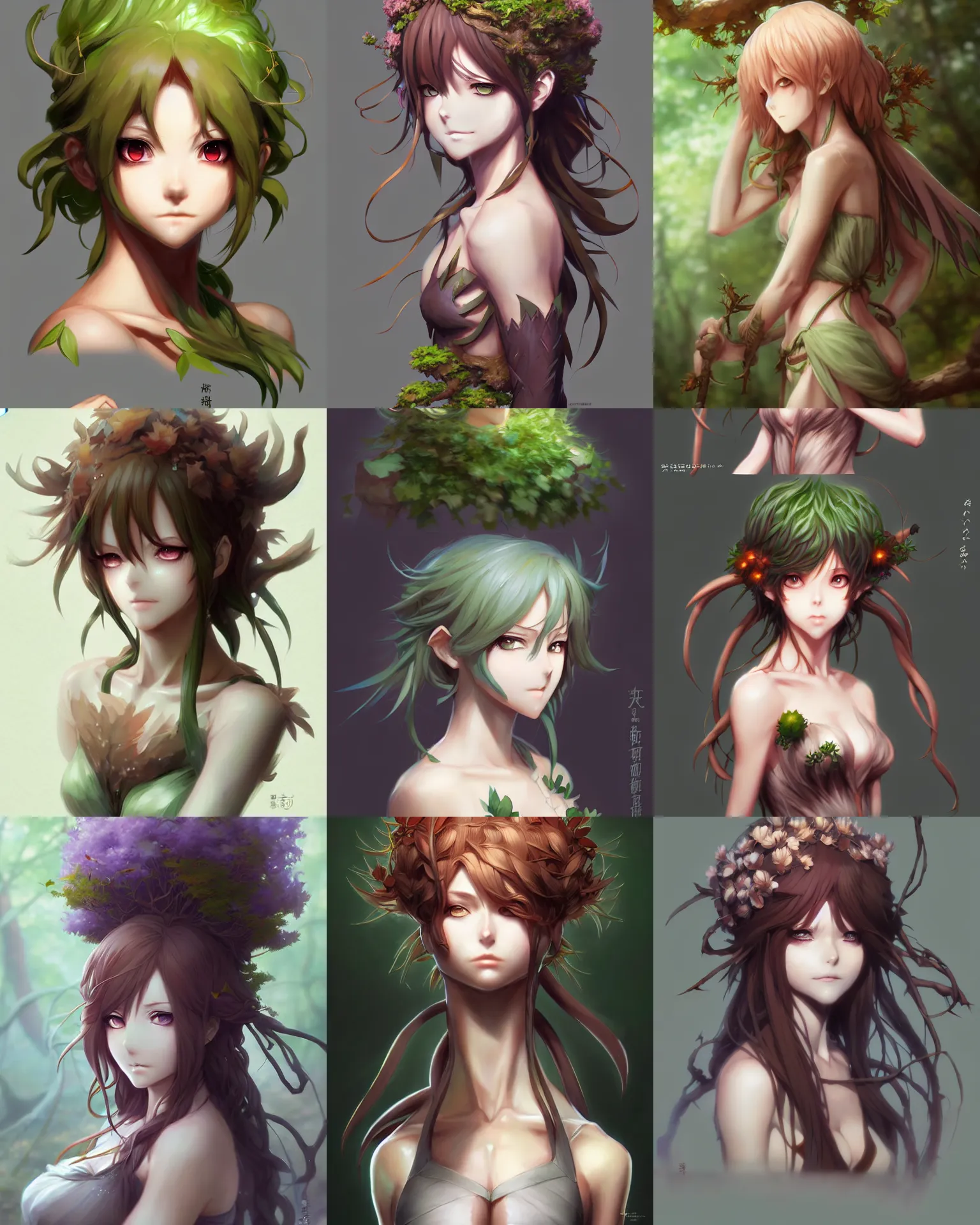 Prompt: character concept art of an anime dryad | | cute - fine - face, pretty face, realistic shaded perfect face, fine details by antilous chao, stanley artgerm lau, wlop, marc simonetti, and sakimichan, tranding on artstation