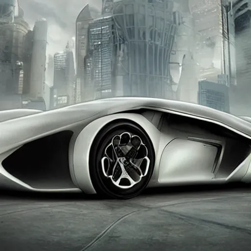Prompt: futuristic supercar, in a dystopian world